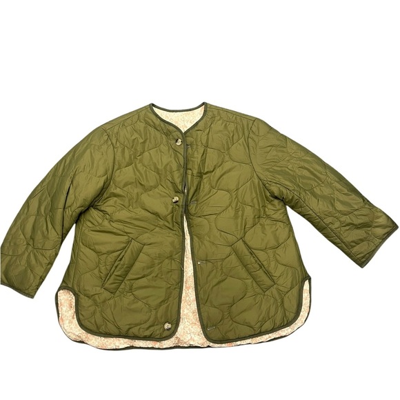 Maje Olive Green Quilted Jacket Reversible Size Small - Picture 1 of 7